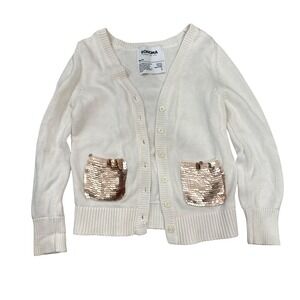 Sonoma Cardigan Sweater Cream Sequin Pockets Kids Size 5